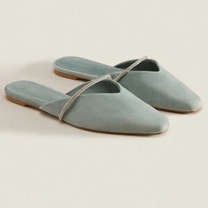 Zara velvet slippers with rhinestone details